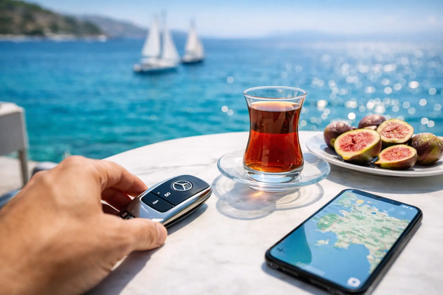 Bodrum sahiline yakın araç teslim atmosferi